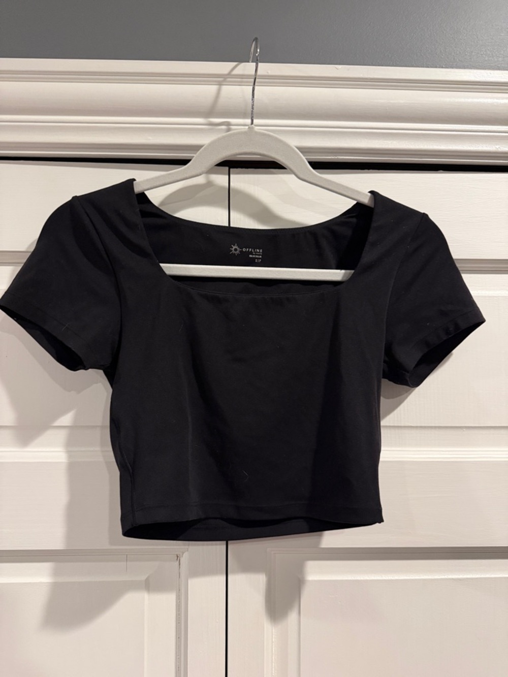 aerie Black Square-Neck Crop Tee